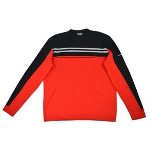 Lido of California Mens Vintage 100% Wool Sweater Red Black Striped XL USA Made